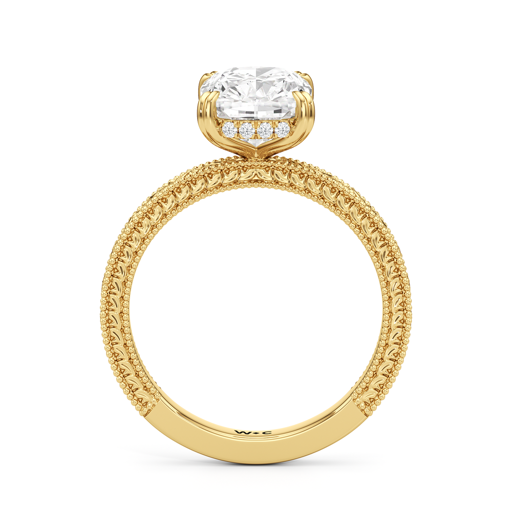 4.40ct Cushion Seraphine Engagement Ring with 4 1/2 Cut Diamond in 14KT Elongated Cushion view 3
