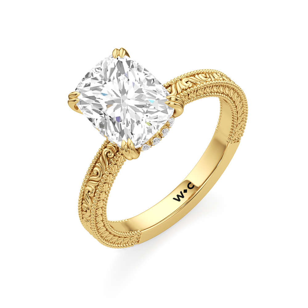 4.40ct Cushion Seraphine Engagement Ring with 4 1/2 Cut Diamond in 14KT Elongated Cushion view 4

