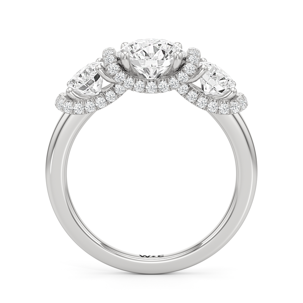 The Fulton Three Stone Ring with Platinum / Lab / 3 1/6 Cut Diamond in 14KT Platinum / Lab / 3 1/6 view 4
