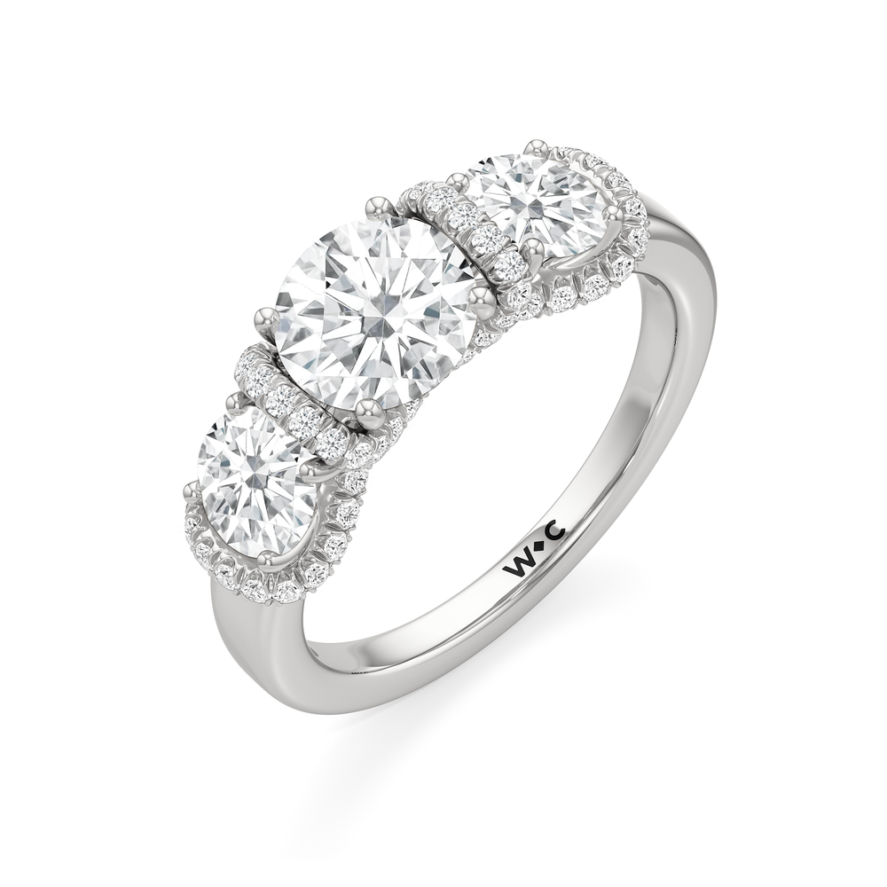 The Fulton Three Stone Ring with Platinum / Lab / 3 1/6 Cut Diamond in 14KT Platinum / Lab / 3 1/6 view 5
