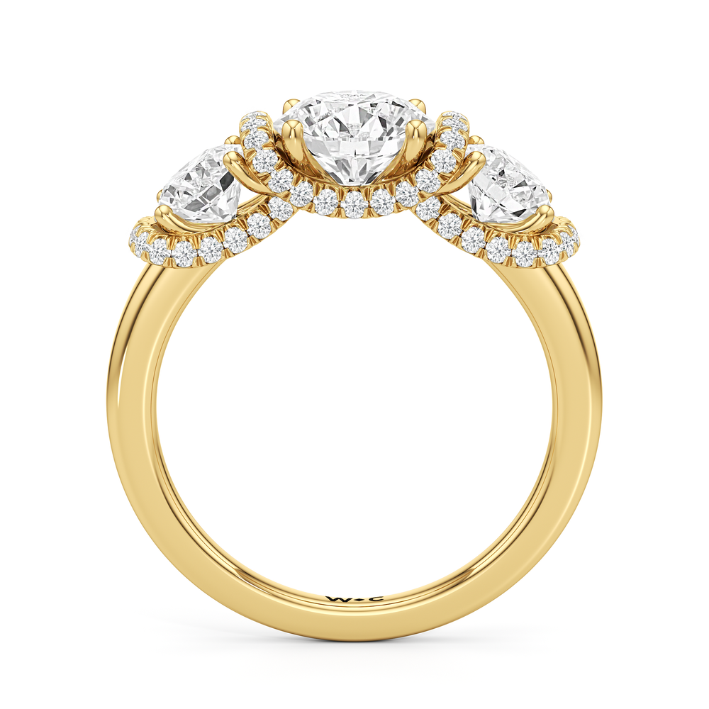 The Fulton Three Stone Ring with 18KT Yellow Gold / Lab / 3 1/6 Cut Diamond in 14KT Yellow Gold / Lab / 3 1/6 view 4
