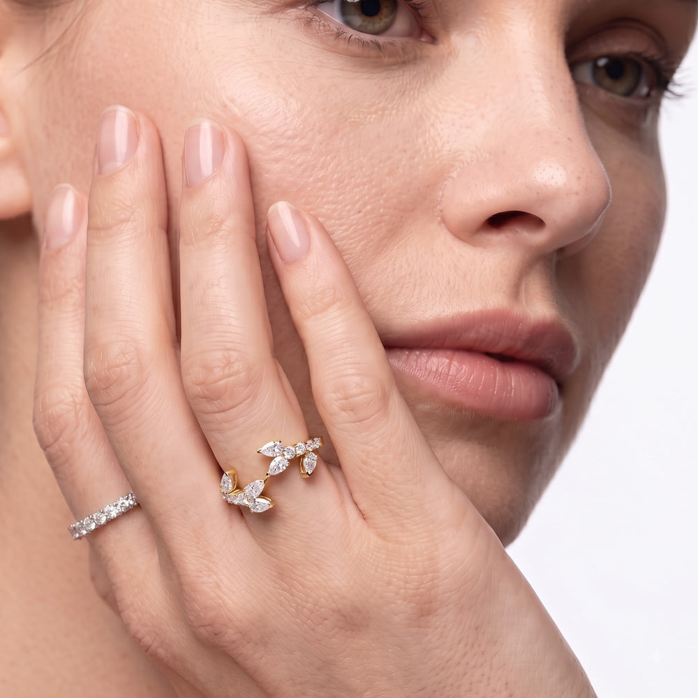 The Vine Curve Ring with 14KT Rose Gold / Lab / 3/4 Cut Diamond in 14KT Rose Gold / Lab / 3/4 view 3
