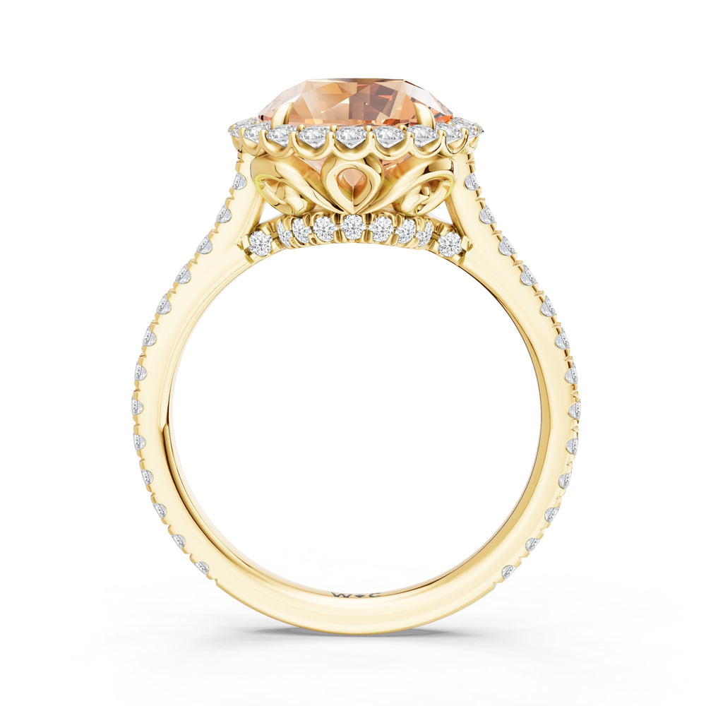 The Rosalune Ring with Created Morganite Cut Diamond in 14KT Yellow Gold view 2
