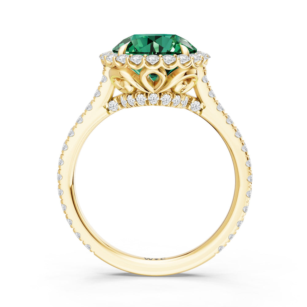 The Rosalune Ring with Created Emerald Cut Diamond in 14KT Yellow Gold view 2
