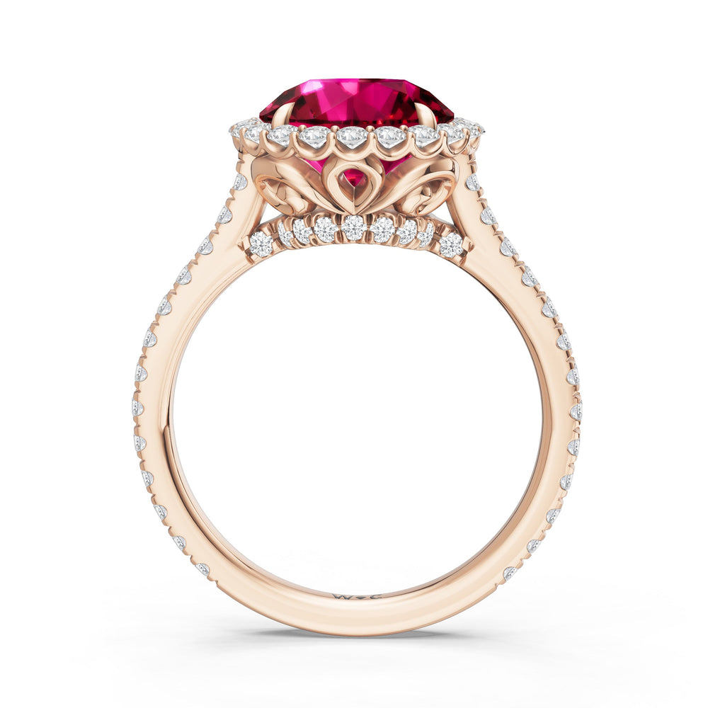 The Rosalune Ring with Created Ruby Cut Diamond in 14KT Rose Gold view 2

