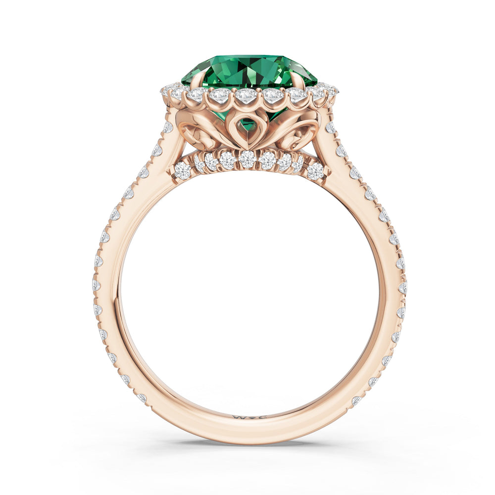 The Rosalune Ring with Created Emerald Cut Diamond in 14KT Rose Gold view 2

