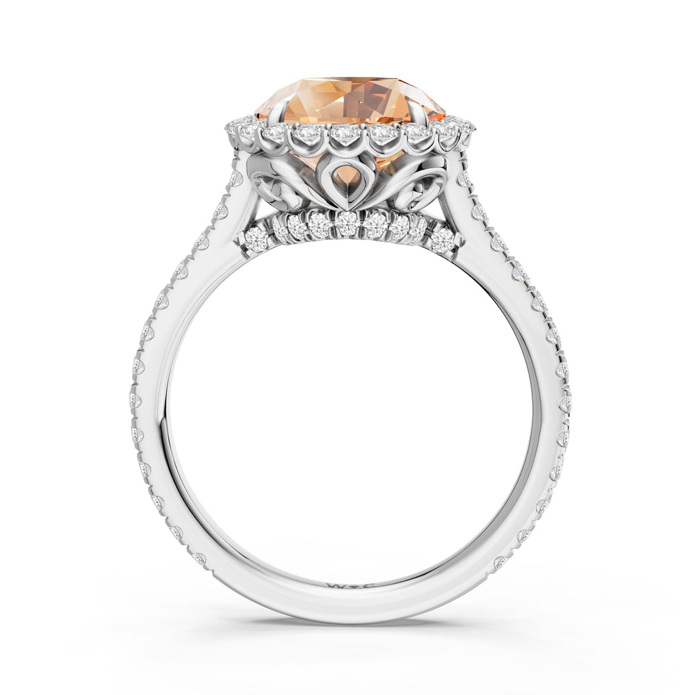The Rosalune Ring with Created Morganite Cut Diamond in 14KT Platinum view 2
