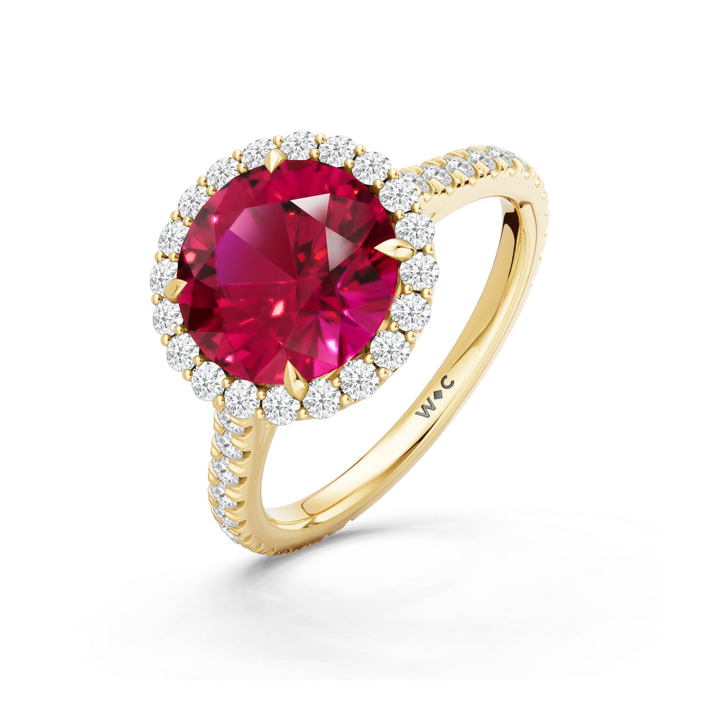 The Rosalune Ring with Created Ruby Cut Diamond in 14KT Yellow Gold view 3
