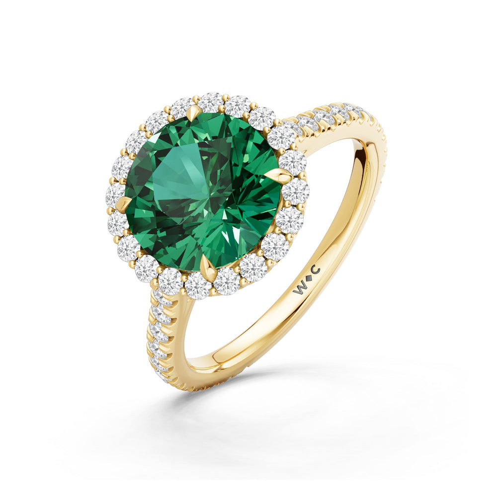 The Rosalune Ring with Created Emerald Cut Diamond in 14KT Yellow Gold view 3
