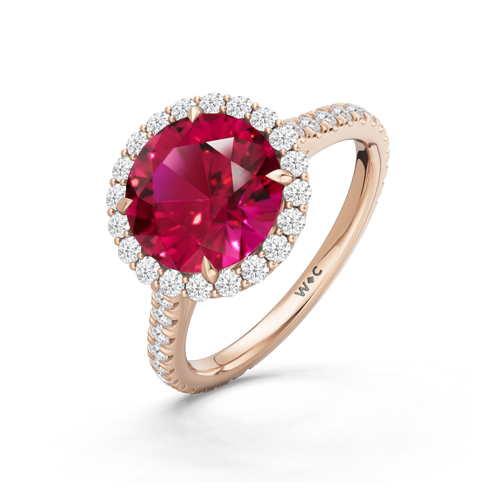 The Rosalune Ring with Created Ruby Cut Diamond in 14KT Rose Gold view 3
