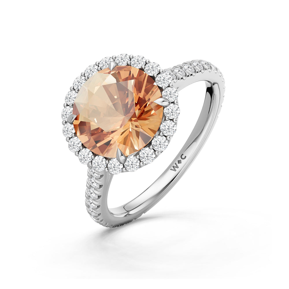 The Rosalune Ring with Created Morganite Cut Diamond in 14KT Platinum view 3
