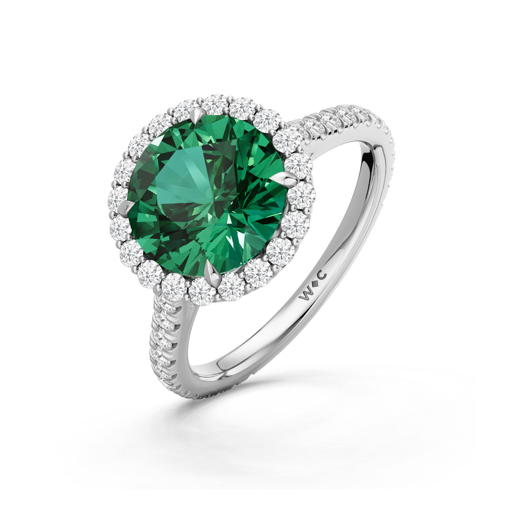 The Rosalune Ring with Created Emerald Cut Diamond in 14KT Platinum view 3
