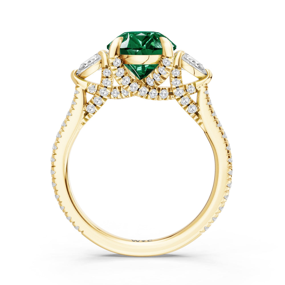 The Rosavine Ring with Created Emerald Cut Diamond in 14KT Yellow Gold view 2

