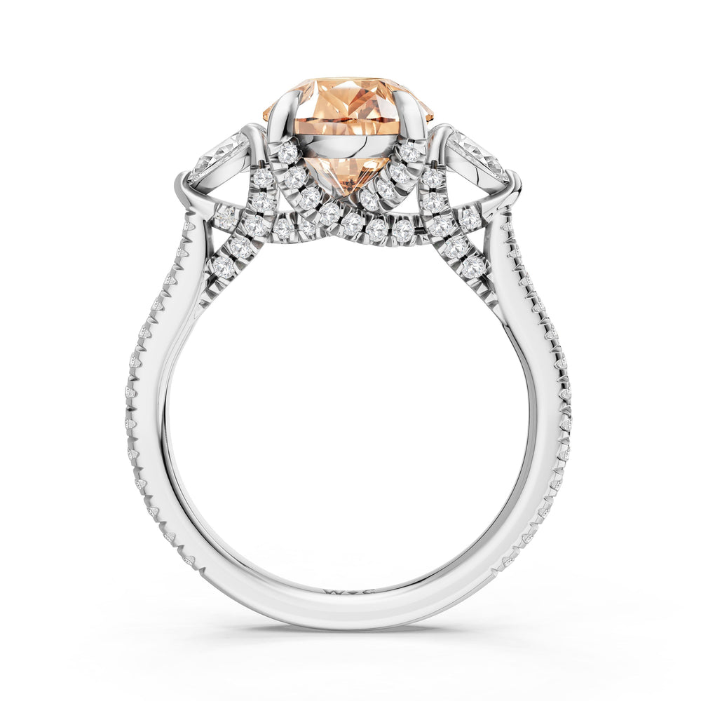 The Rosavine Ring with Created Morganite Cut Diamond in 14KT Platinum view 2
