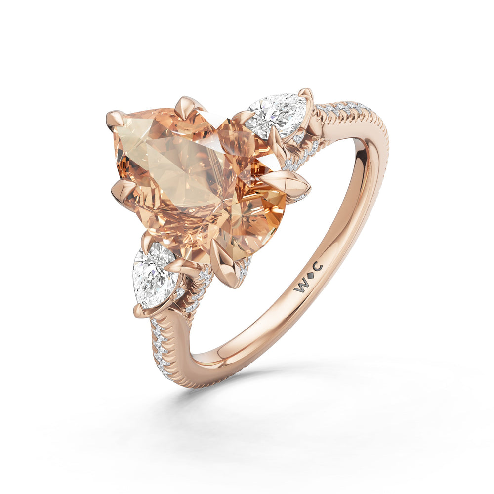 The Rosavine Ring with Created Morganite Cut Diamond in 14KT Rose Gold view 3

