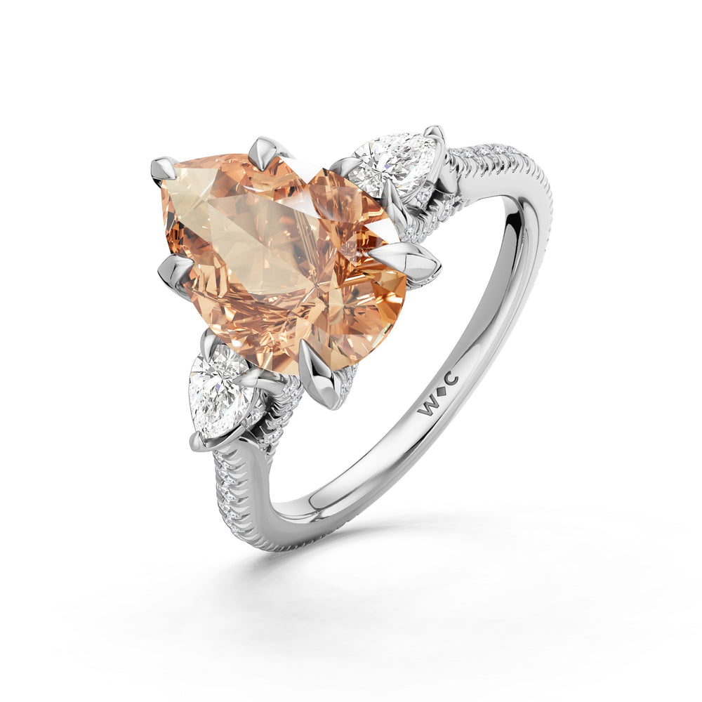 The Rosavine Ring with Created Morganite Cut Diamond in 14KT Platinum view 3

