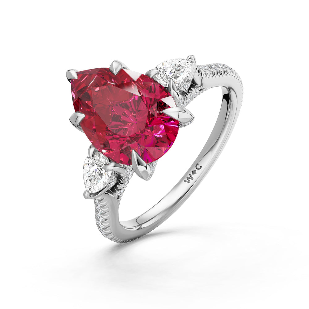 The Rosavine Ring with Created Ruby Cut Diamond in 14KT Platinum view 3
