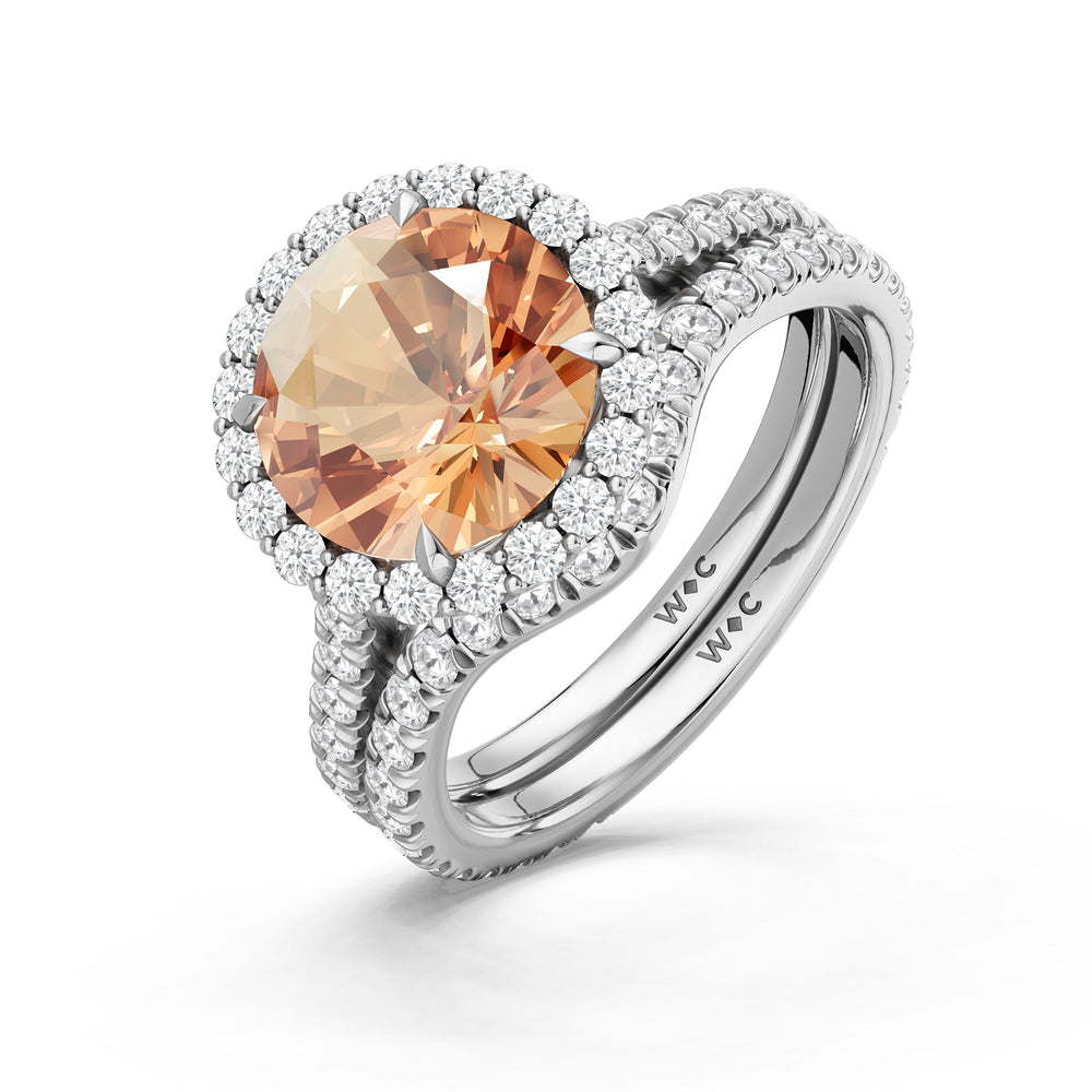 The Rosalune Ring with Created Morganite Cut Diamond in 14KT Platinum view 4
