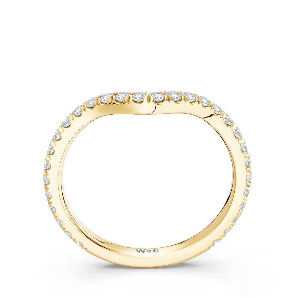 The Rosalune Diamond Wedding Band with Created Morganite Cut Diamond in 14KT Yellow Gold view 2
