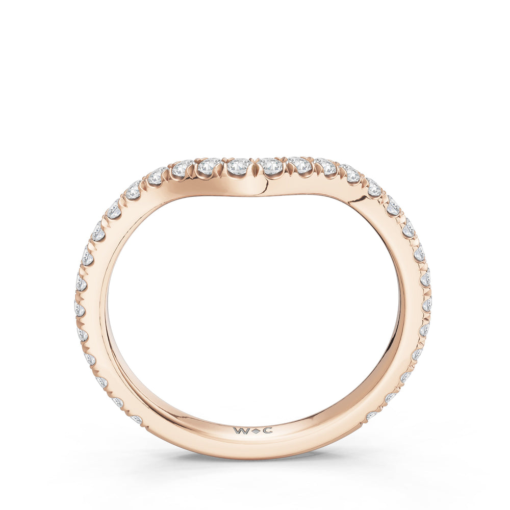 The Rosalune Diamond Wedding Band with Created Morganite Cut Diamond in 14KT Rose Gold view 2
