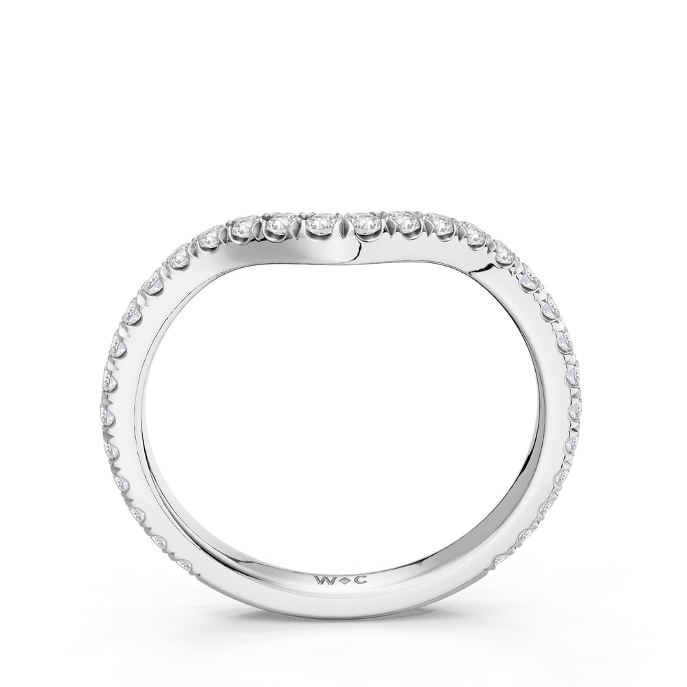 The Rosalune Diamond Wedding Band with Created London Blue Topaz Cut Diamond in 14KT Platinum view 2
