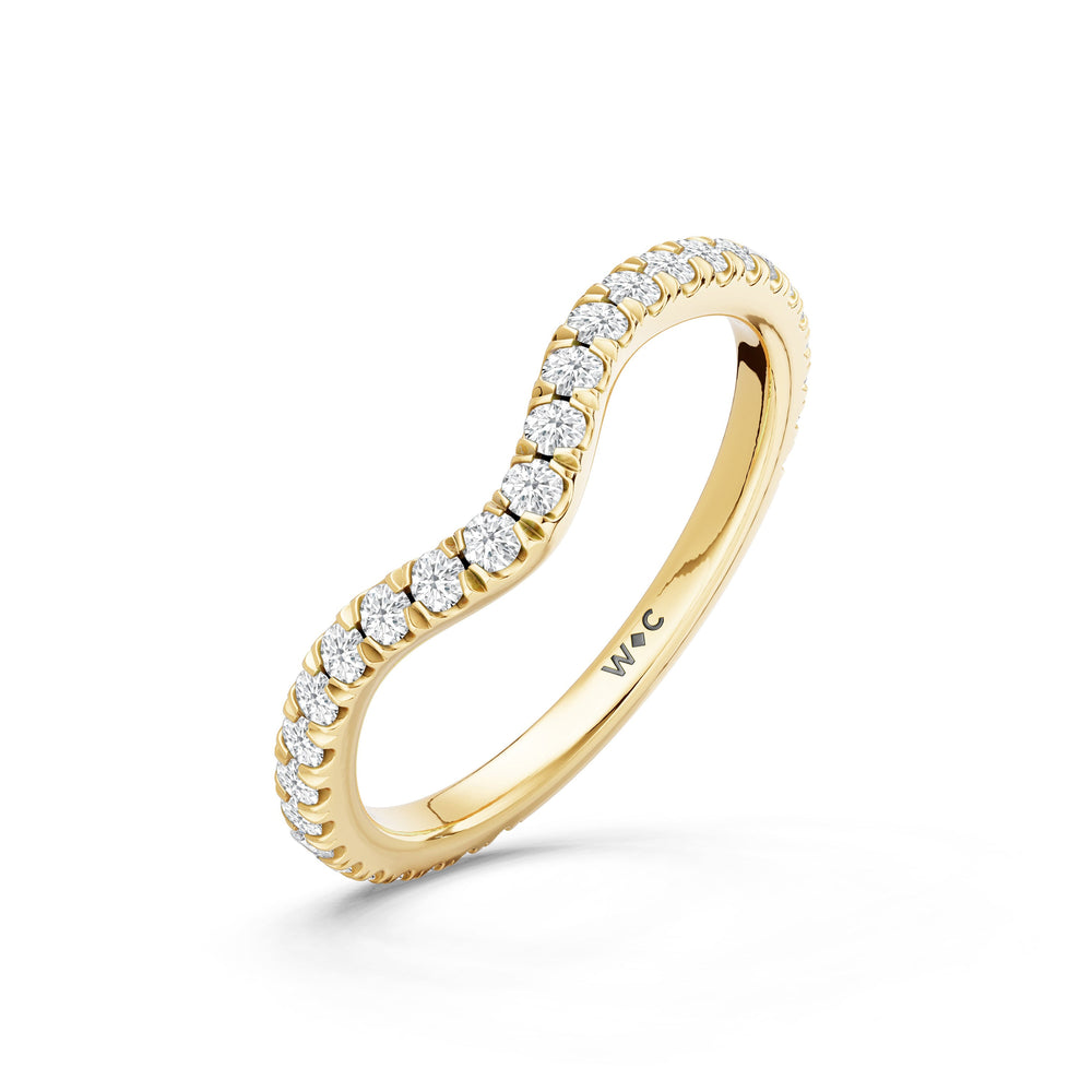 The Rosalune Diamond Wedding Band with Created Blue Sapphire Cut Diamond in 14KT Yellow Gold view 4
