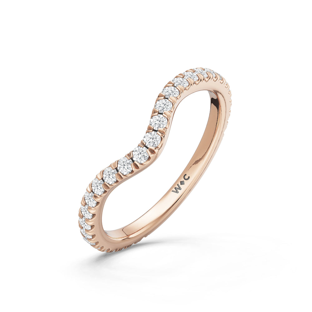 The Rosalune Diamond Wedding Band with Created Blue Sapphire Cut Diamond in 14KT Rose Gold view 4
