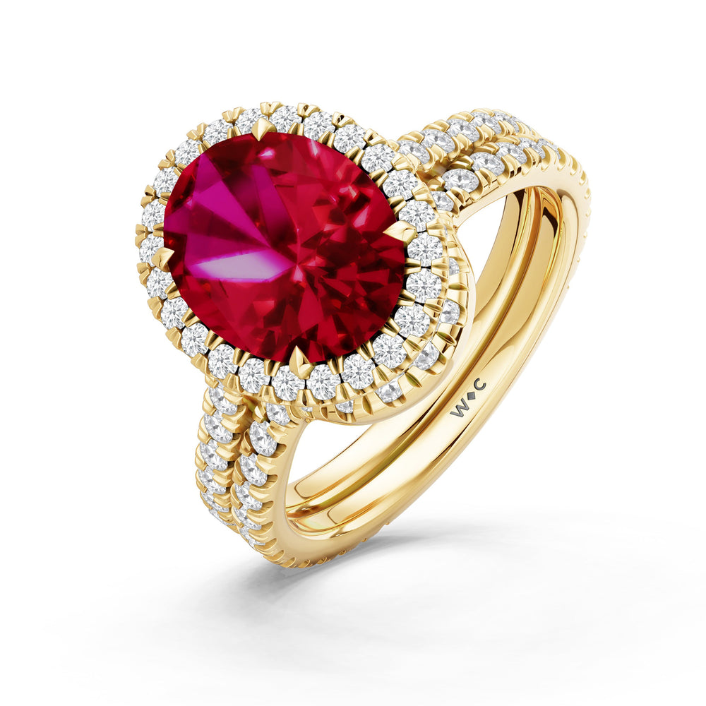 The Roselle Ring with Created Ruby Cut Diamond in 14KT Yellow Gold view 4
