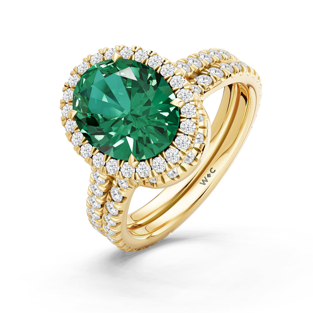 The Roselle Ring with Created Emerald Cut Diamond in 14KT Yellow Gold view 4
