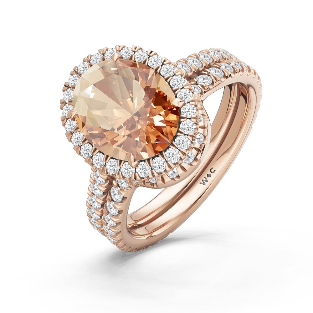 The Roselle Ring with Created Morganite Cut Diamond in 14KT Rose Gold view 4
