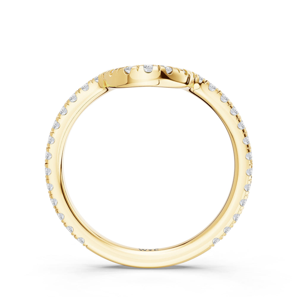 The Roselle Diamond Wedding Band with Created London Blue Topaz Cut Diamond in 14KT Yellow Gold view 2
