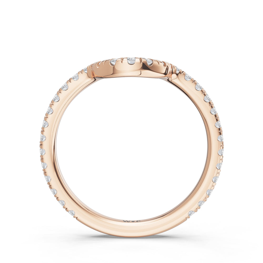The Roselle Diamond Wedding Band with Created Blue Sapphire Cut Diamond in 14KT Rose Gold view 2
