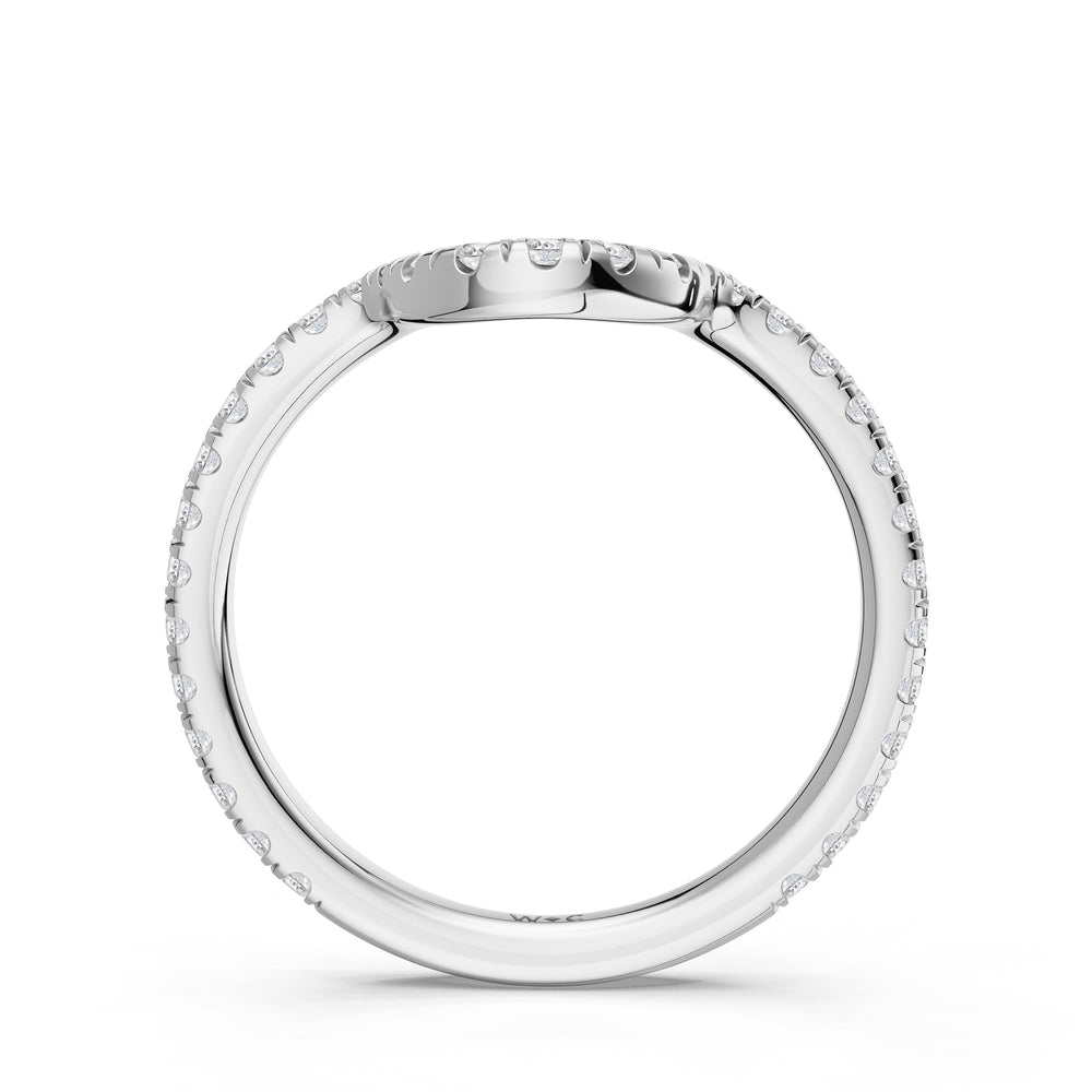 The Roselle Diamond Wedding Band with Created Blue Sapphire Cut Diamond in 14KT Platinum view 2
