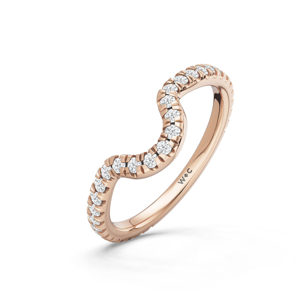 The Roselle Diamond Wedding Band with Created Ruby Cut Diamond in 14KT Rose Gold view 4
