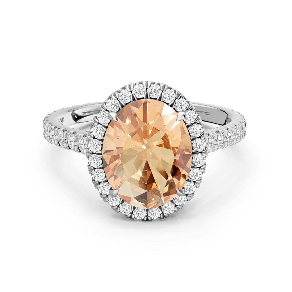 The Roselle Ring with Created Morganite Cut Diamond in 14KT Platinum view 1
