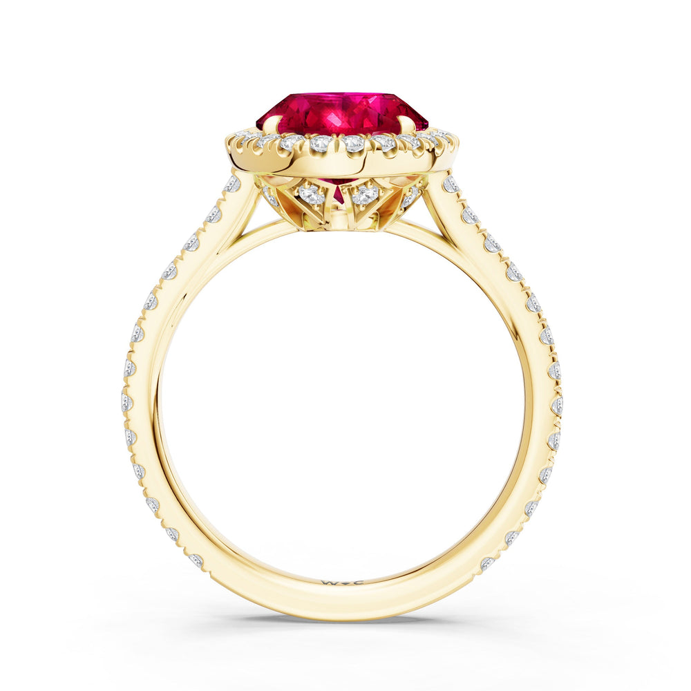 The Roselle Ring with Created Ruby Cut Diamond in 14KT Yellow Gold view 2
