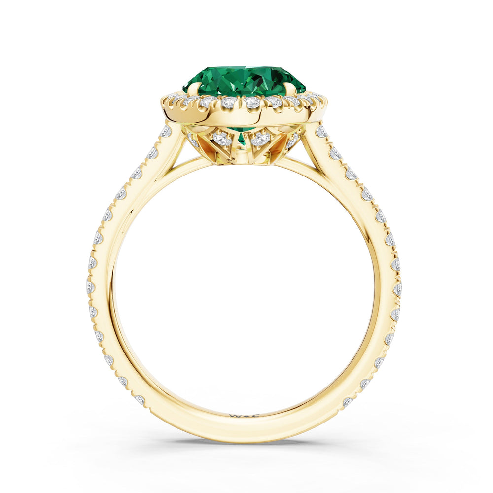 The Roselle Ring with Created Emerald Cut Diamond in 14KT Yellow Gold view 2
