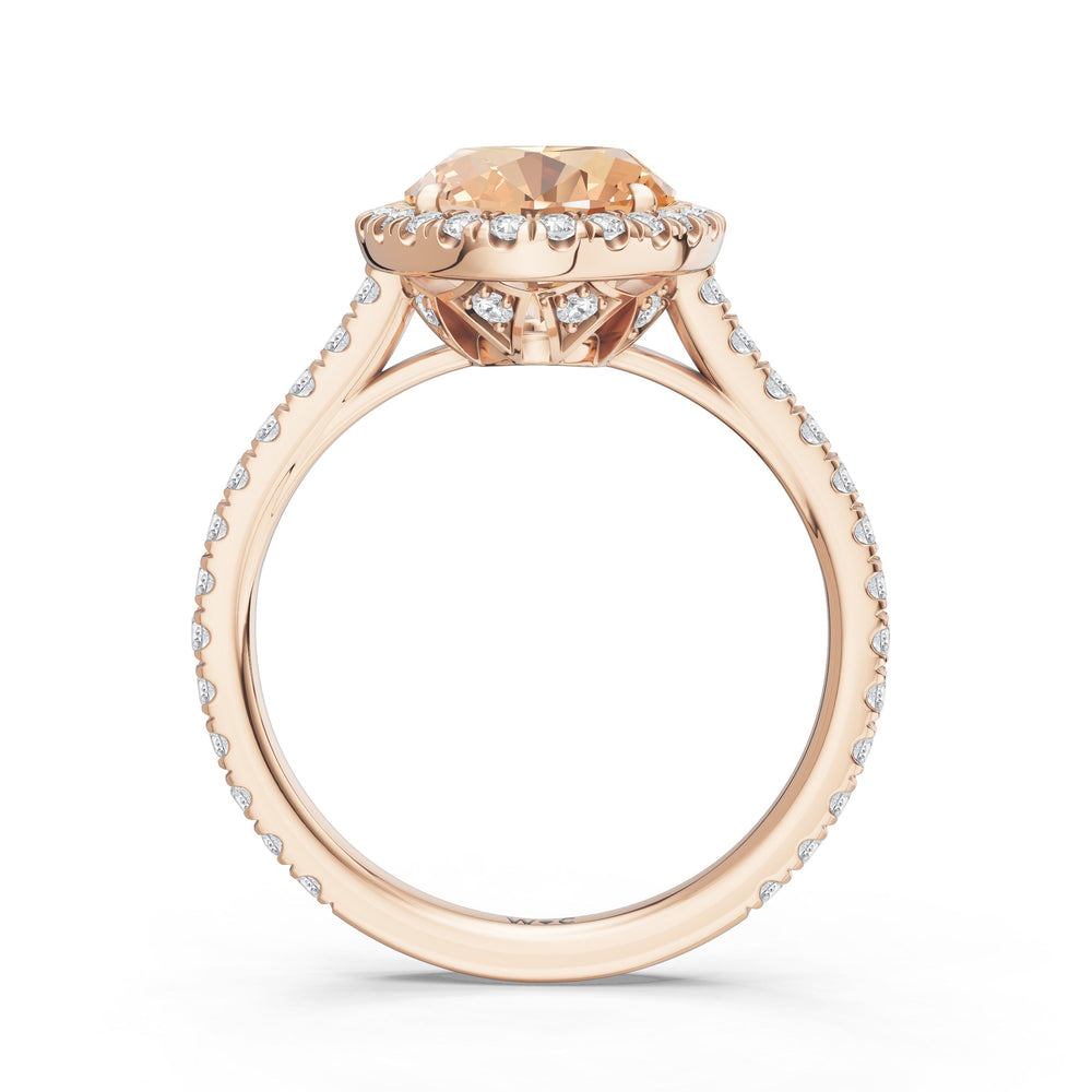 The Roselle Ring with Created Morganite Cut Diamond in 14KT Rose Gold view 2
