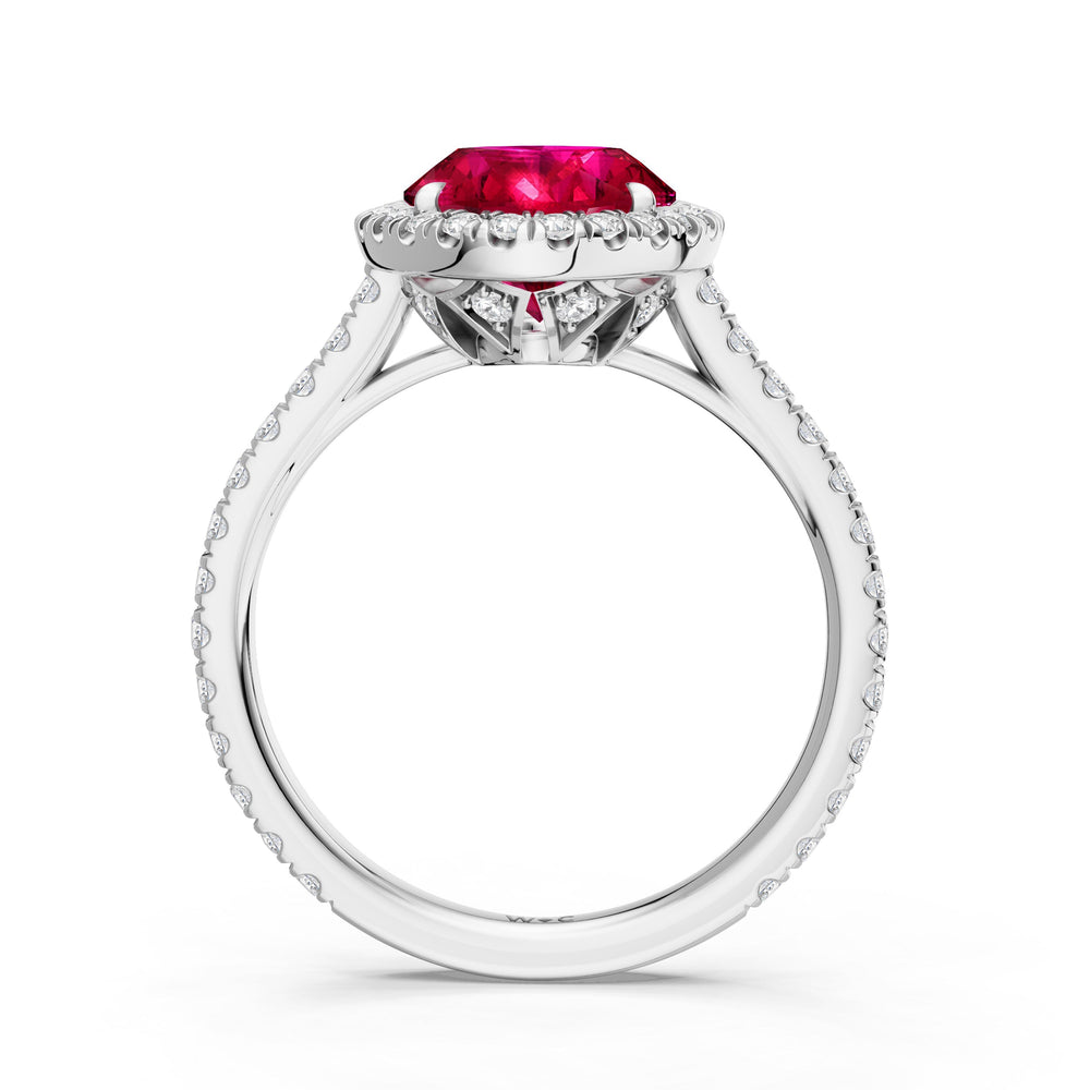 The Roselle Ring with Created Ruby Cut Diamond in 14KT Platinum view 2
