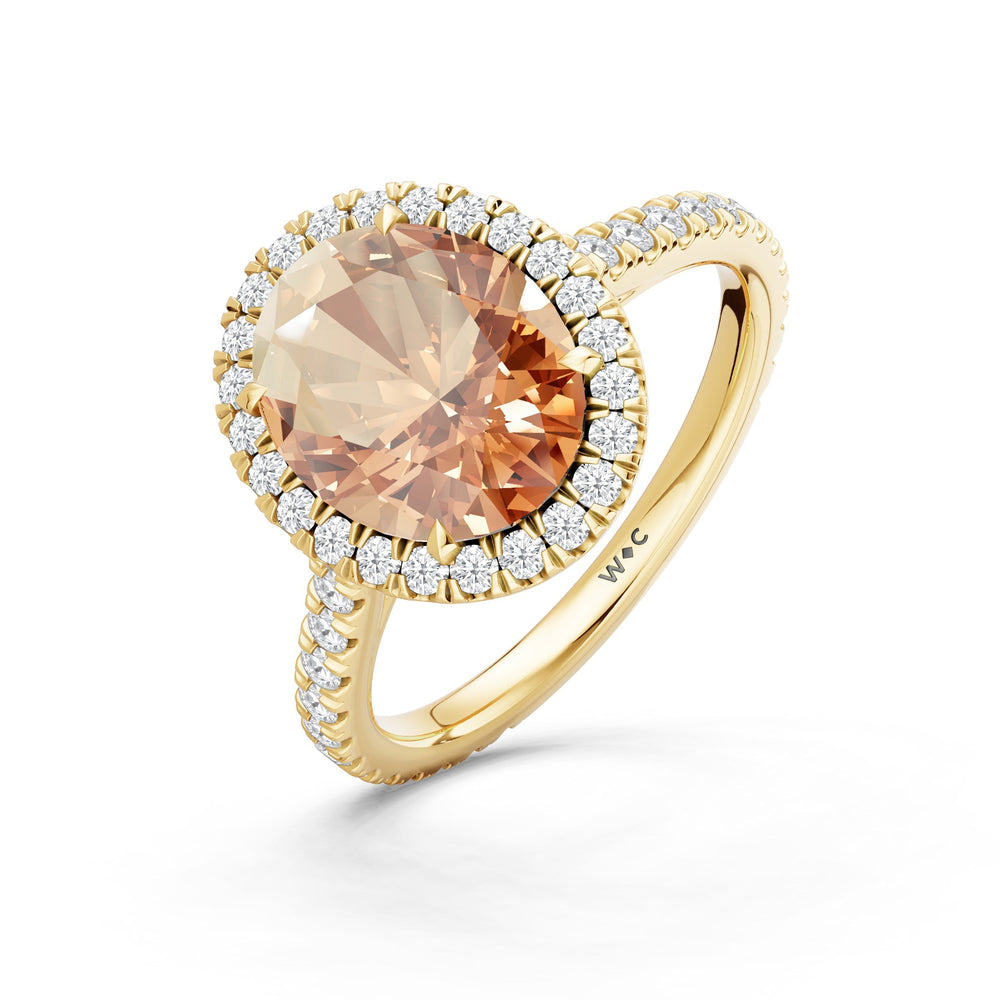 The Roselle Ring with Created Morganite Cut Diamond in 14KT Yellow Gold view 3
