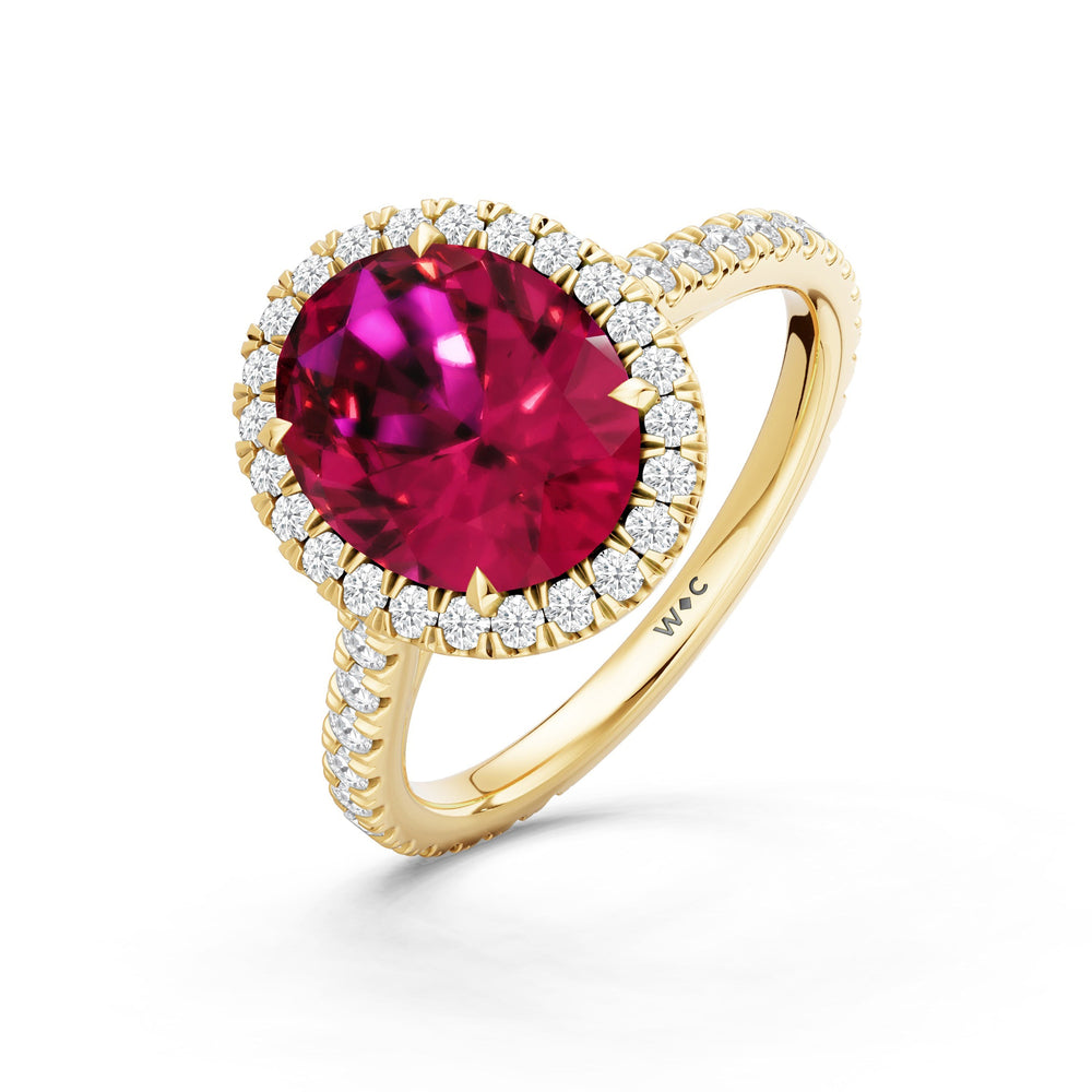 The Roselle Ring with Created Ruby Cut Diamond in 14KT Yellow Gold view 3
