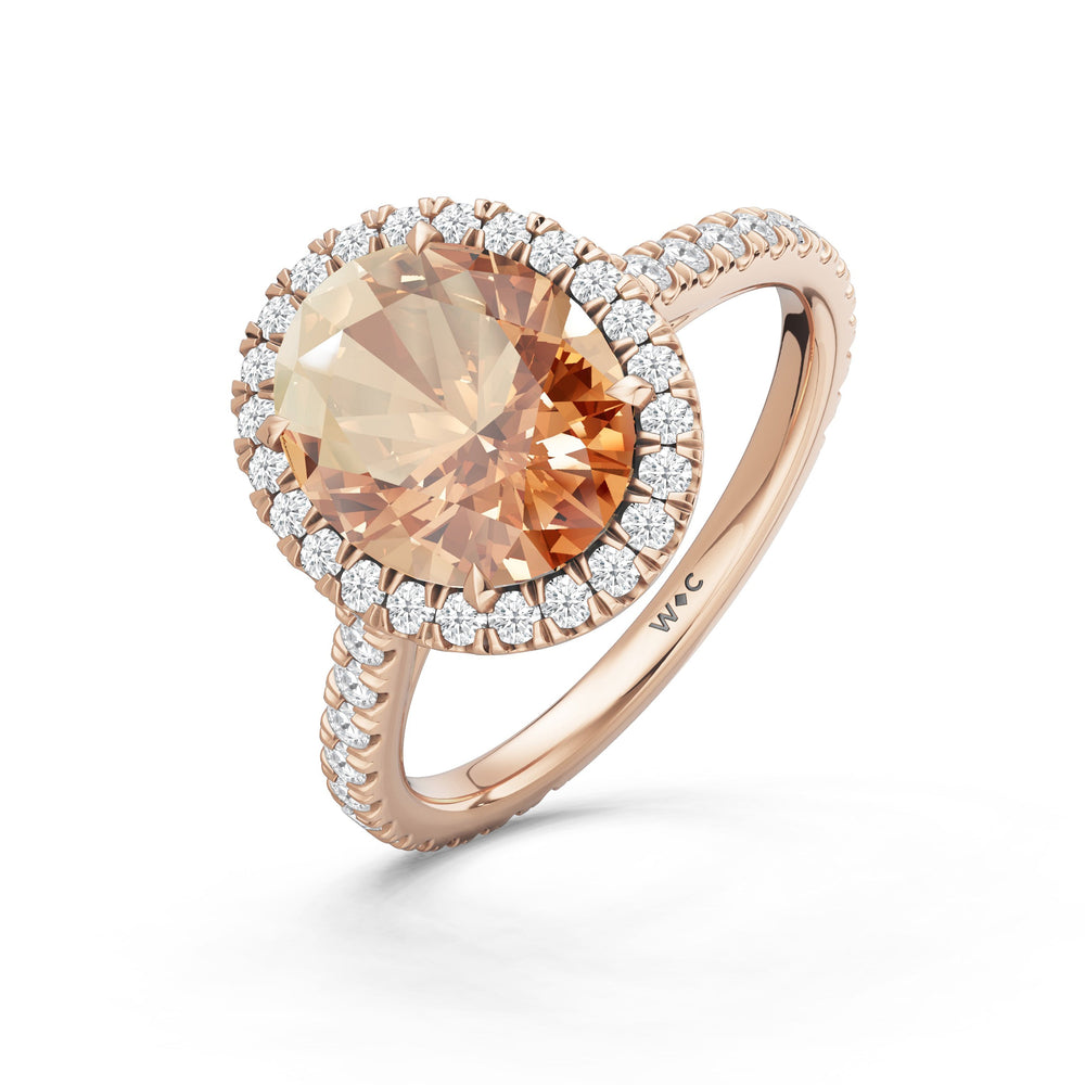 The Roselle Ring with Created Morganite Cut Diamond in 14KT Rose Gold view 3
