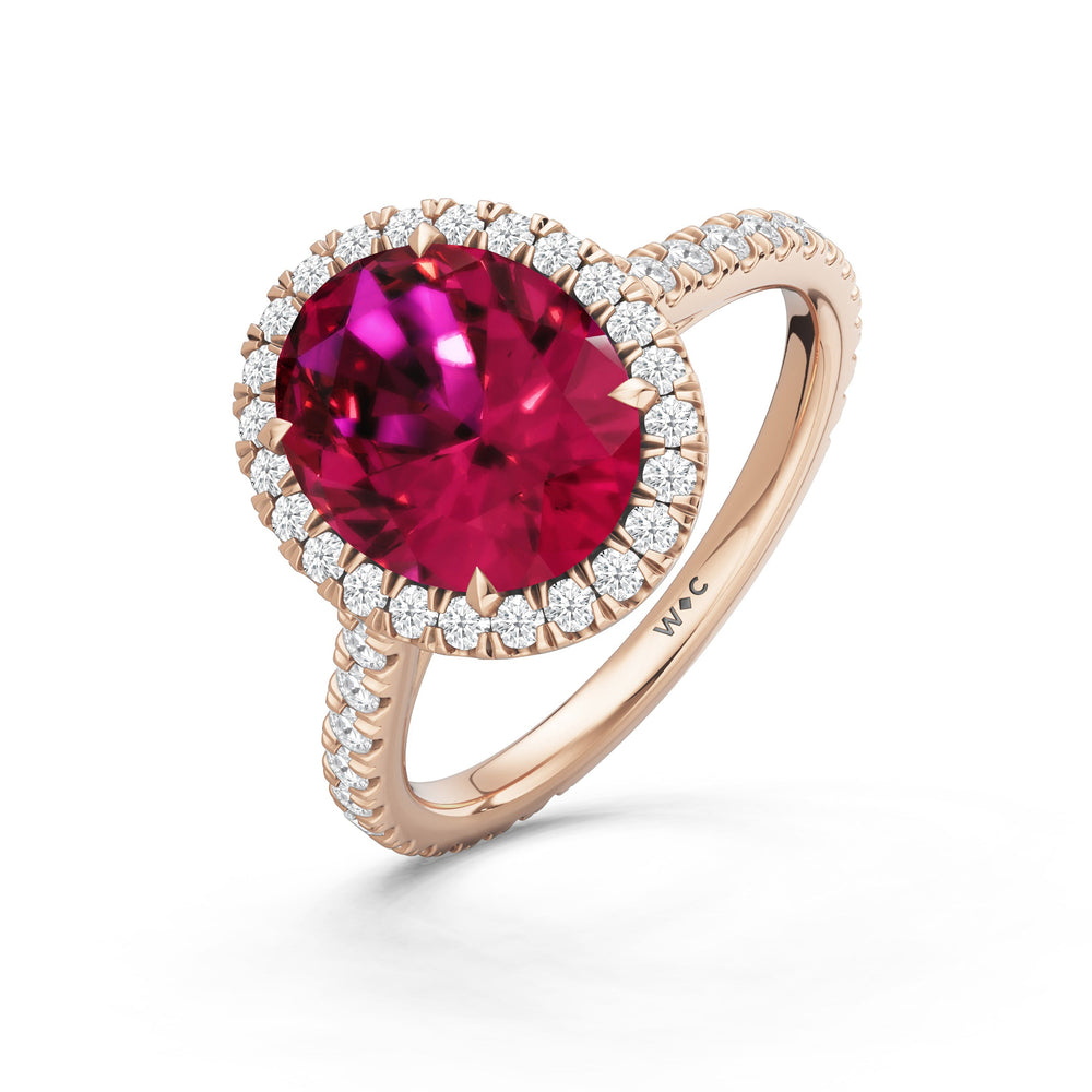 The Roselle Ring with Created Ruby Cut Diamond in 14KT Rose Gold view 3
