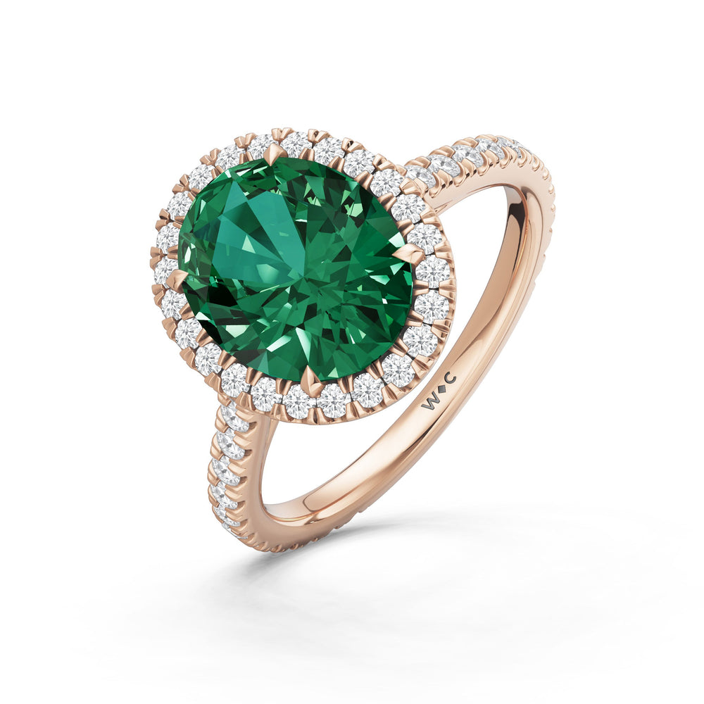 The Roselle Ring with Created Emerald Cut Diamond in 14KT Rose Gold view 3
