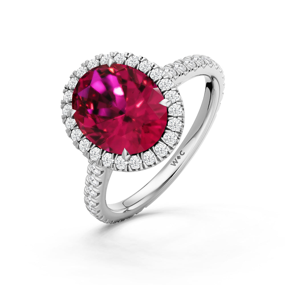The Roselle Ring with Created Ruby Cut Diamond in 14KT Platinum view 3
