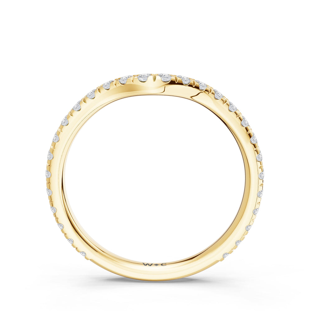 The Arden Diamond Wedding Band with Created Emerald Cut Diamond in 14KT Yellow Gold view 2
