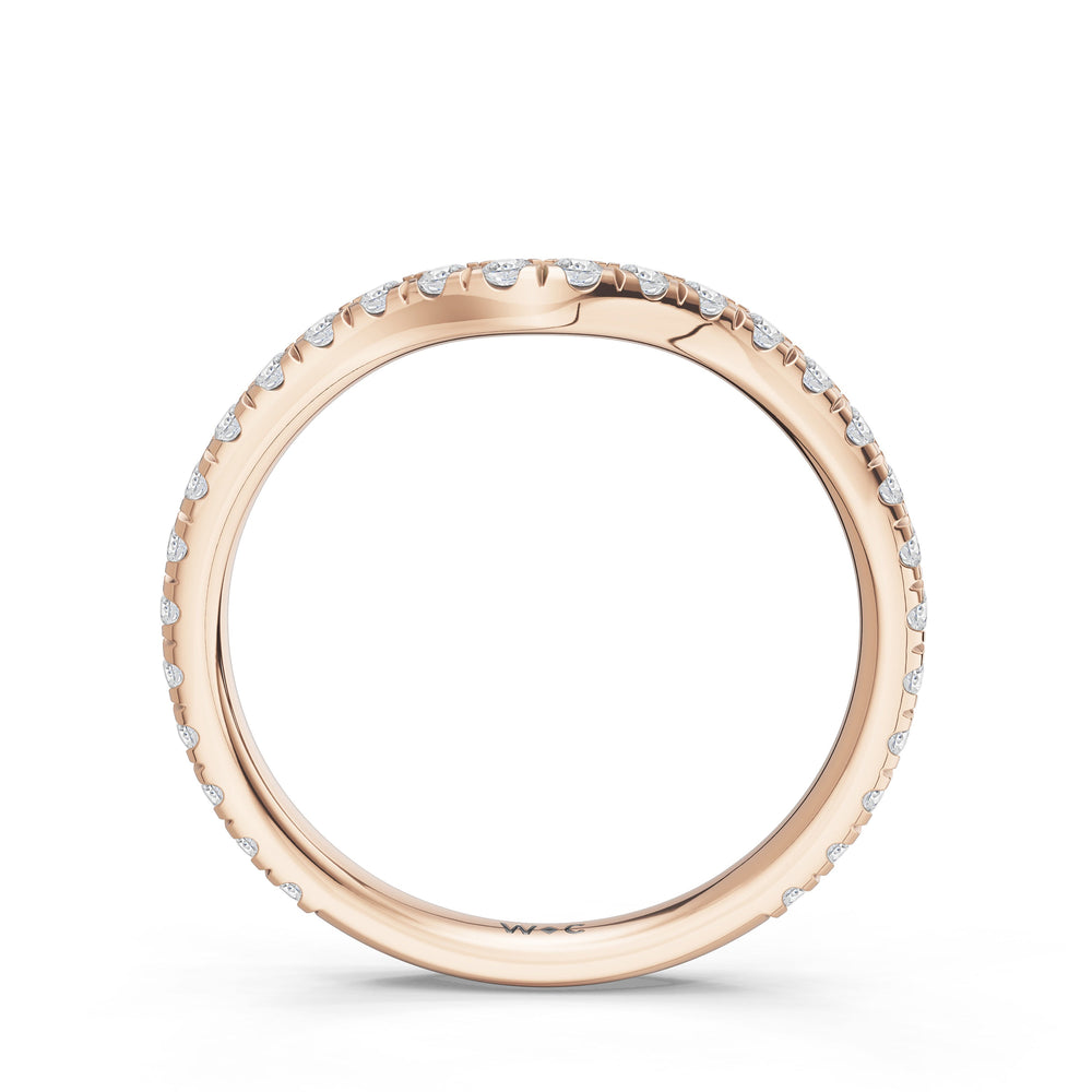 The Arden Diamond Wedding Band with Created Ruby Cut Diamond in 14KT Rose Gold view 2

