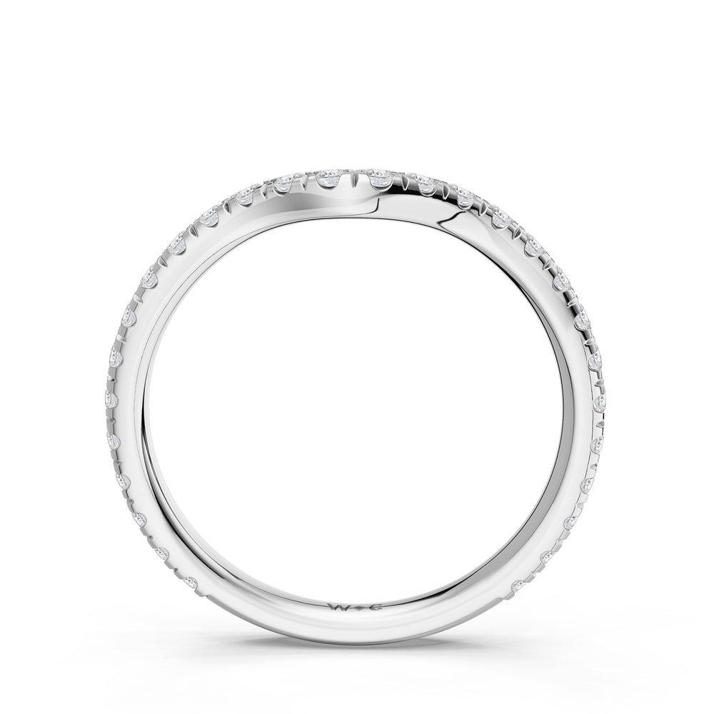 The Arden Diamond Wedding Band with Created London Blue Topaz Cut Diamond in 14KT Platinum view 2
