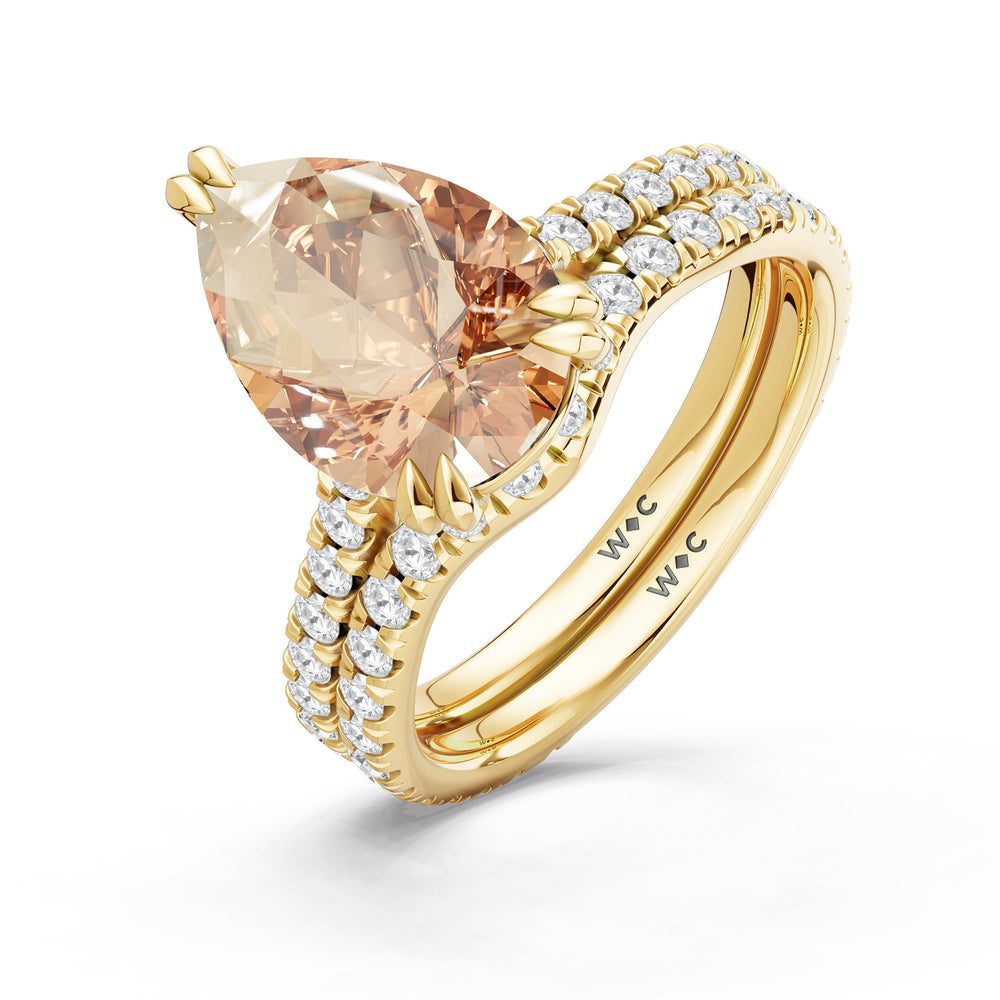 The Arden Ring with Created Morganite Cut Diamond in 14KT Yellow Gold view 4
