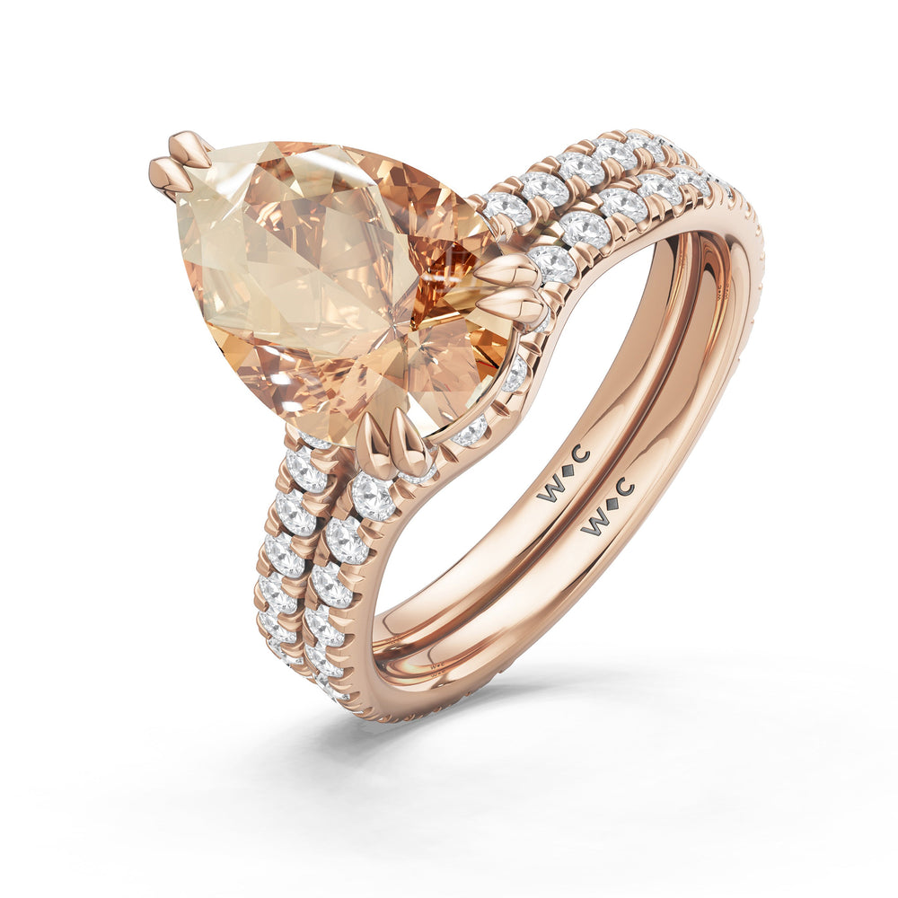 The Arden Ring with Created Morganite Cut Diamond in 14KT Rose Gold view 4
